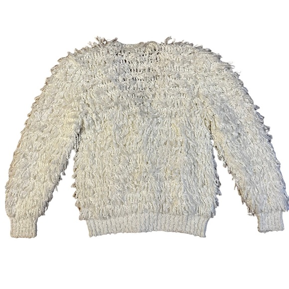 1960s Vintage Le Sweater White Shag Cardigan Size Small - Picture 3 of 5